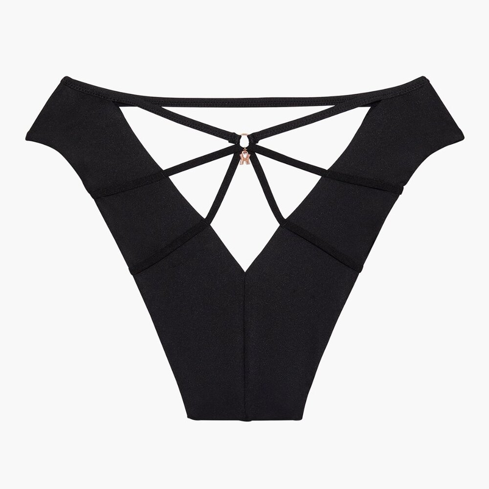 Savage x Fenty Not Sorry Open-Back Strappy Brazilian Panty in Black 2 Pair